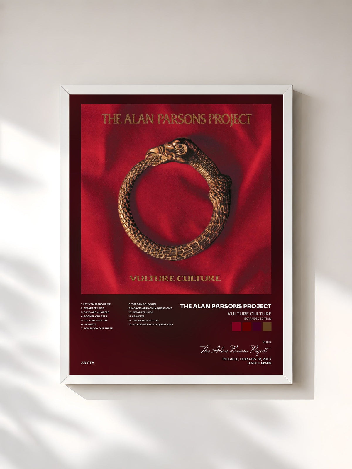 #blanc Vulture Culture (Expanded Edition) di The Alan Parsons Project in stampa incorniciata, cornice bianca, stampata e incorniciata in Francia