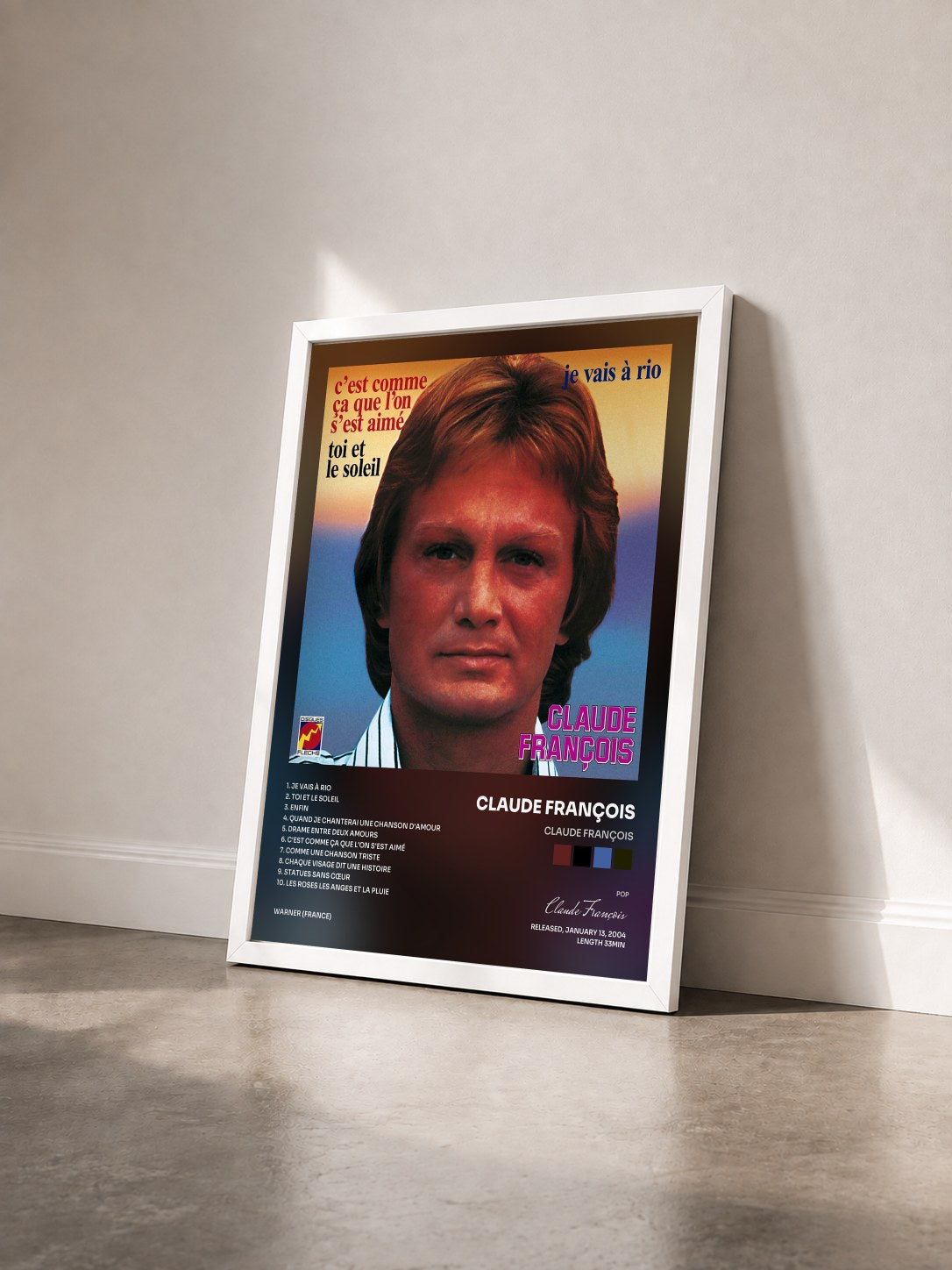 #blanc Claude François von Claude François als gerahmter Kunstdruck von schräg gesehen, weißer Rahmen