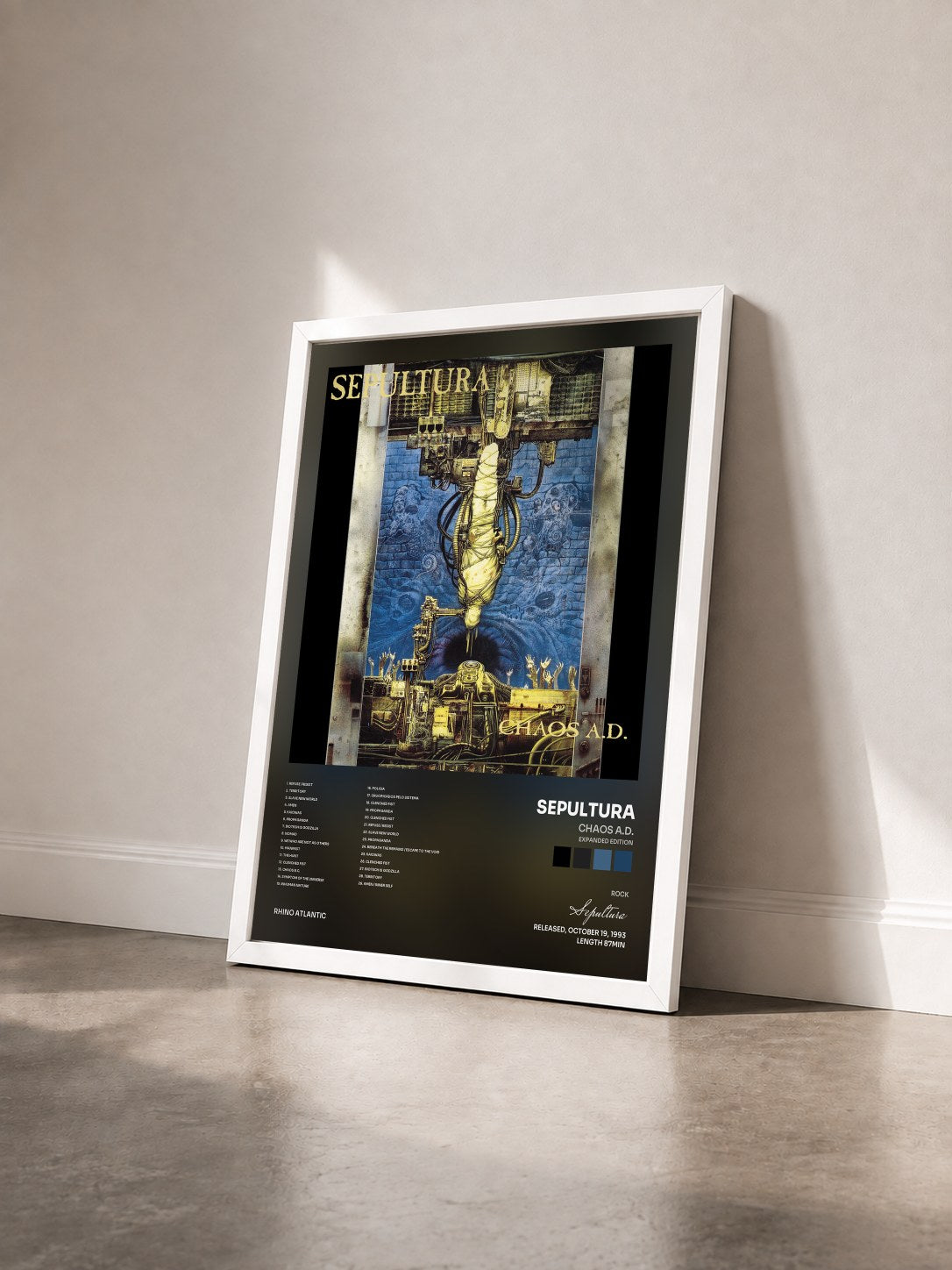 #blanc Tableau de l'album Chaos A.D. (Expanded Edition) de Sepultura vu de trois quarts, cadre blanc