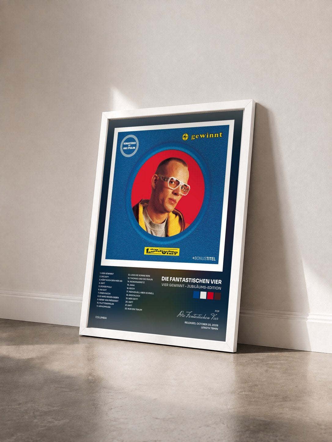 #blanc Tableau de l'album Vier gewinnt - Jubiläums-Edition de Die Fantastischen Vier vu de trois quarts, cadre blanc