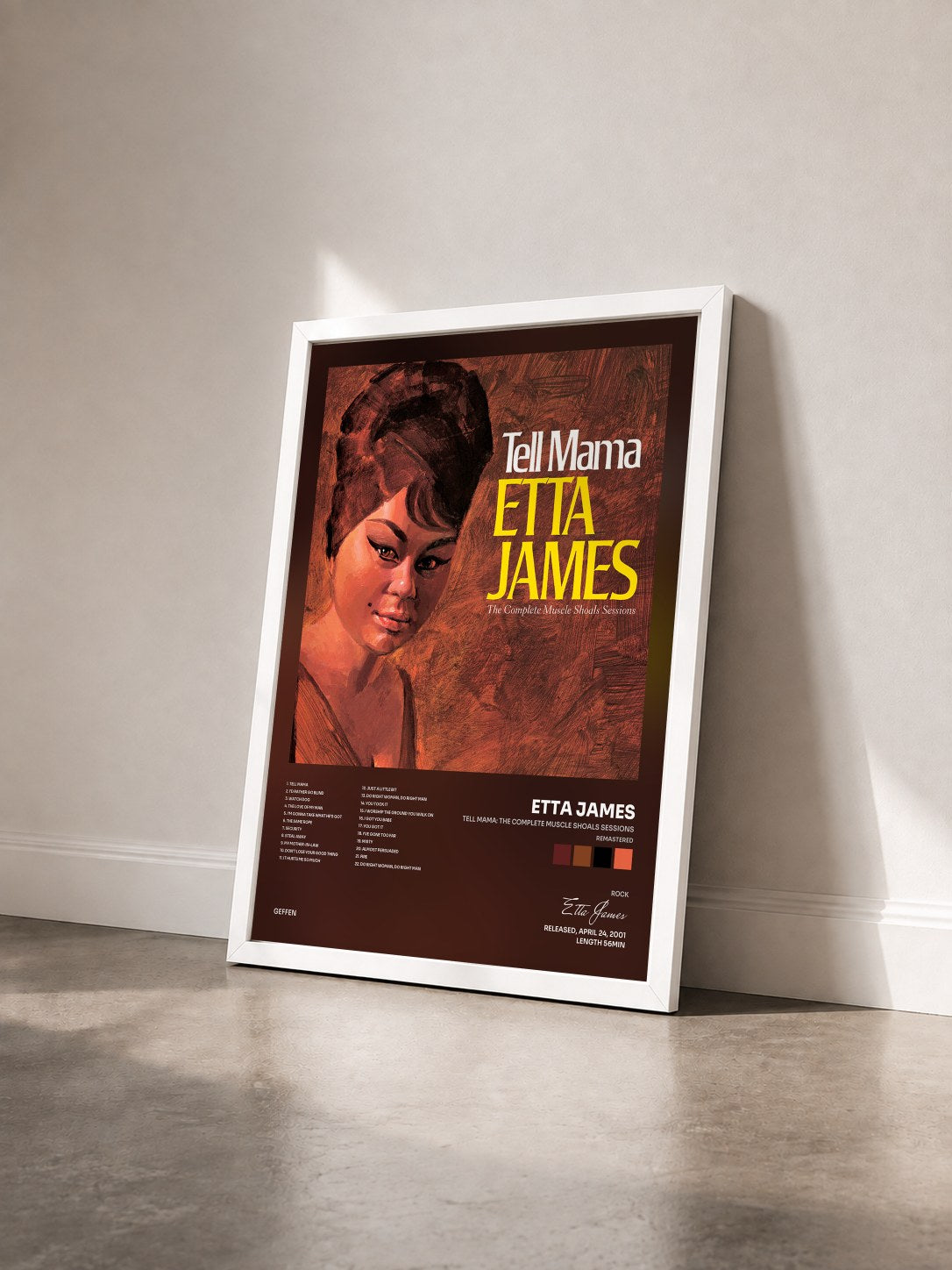 #blanc Tableau de l'album Tell Mama: The Complete Muscle Shoals Sessions (Remastered) de Etta James vu de trois quarts, cadre blanc