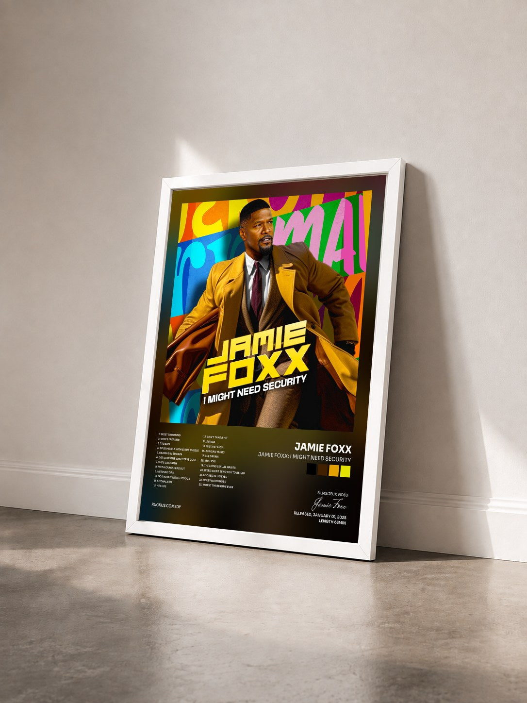 #blanc Tableau de l'album Jamie Foxx: I Might Need Security de Jamie Foxx vu de trois quarts, cadre blanc