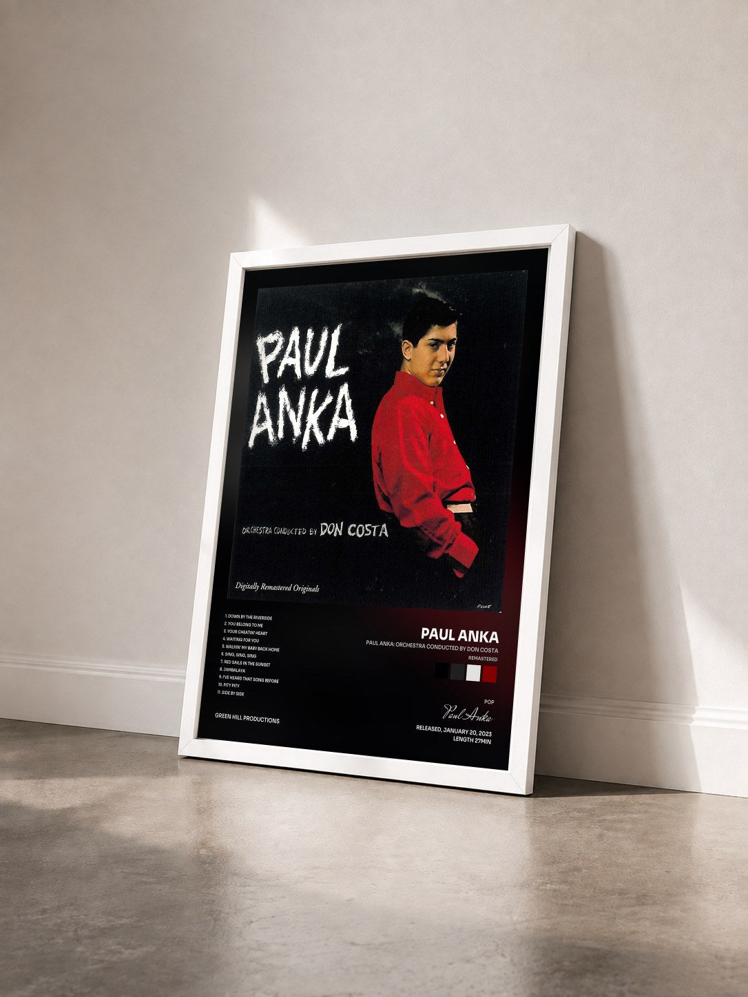 #blanc Tableau de l'album Paul Anka: Orchestra Conducted by Don Costa (Remastered) de Paul Anka vu de trois quarts, cadre blanc