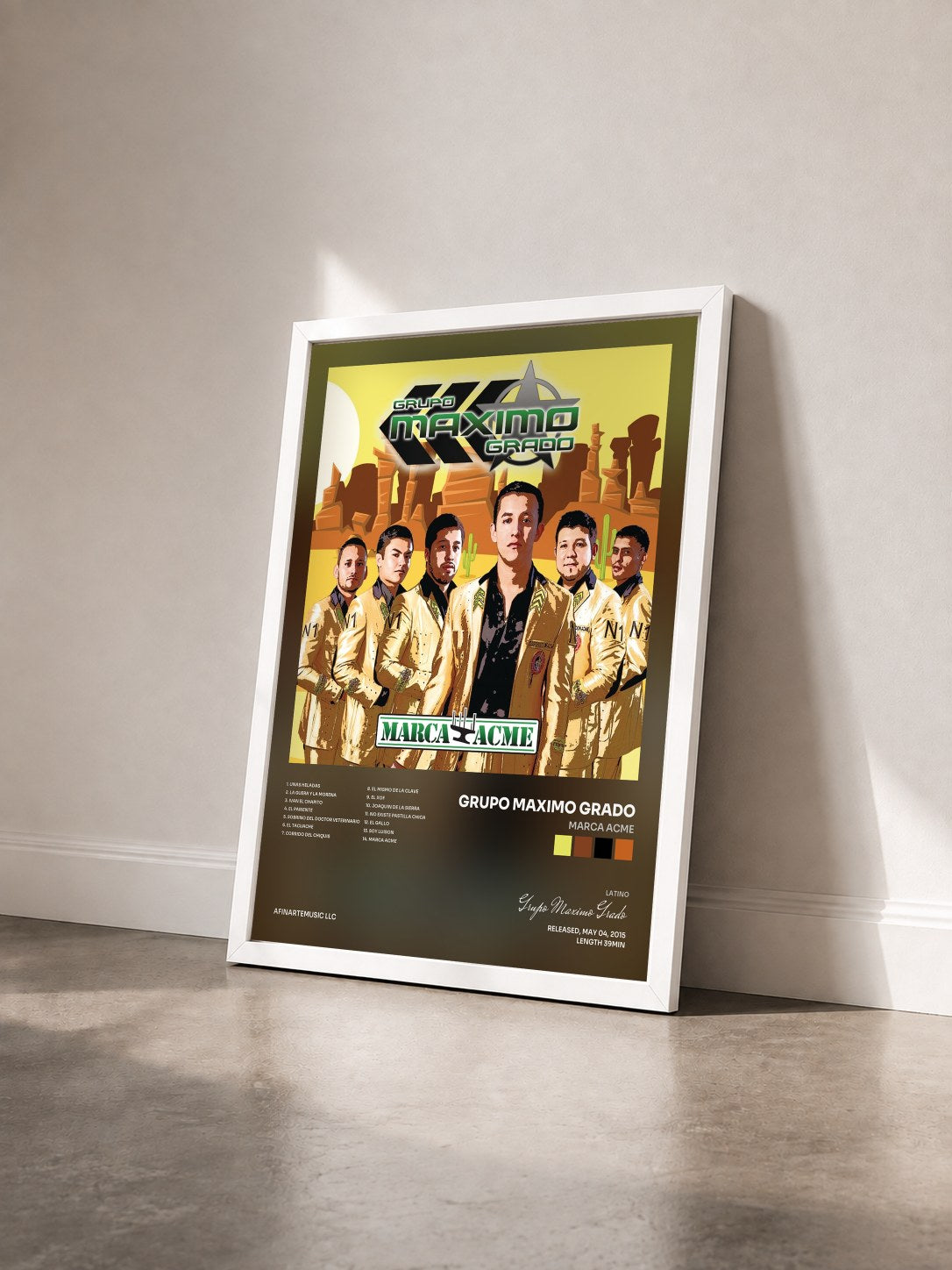 #blanc Tableau de l'album Marca Acme de Grupo Maximo Grado vu de trois quarts, cadre blanc