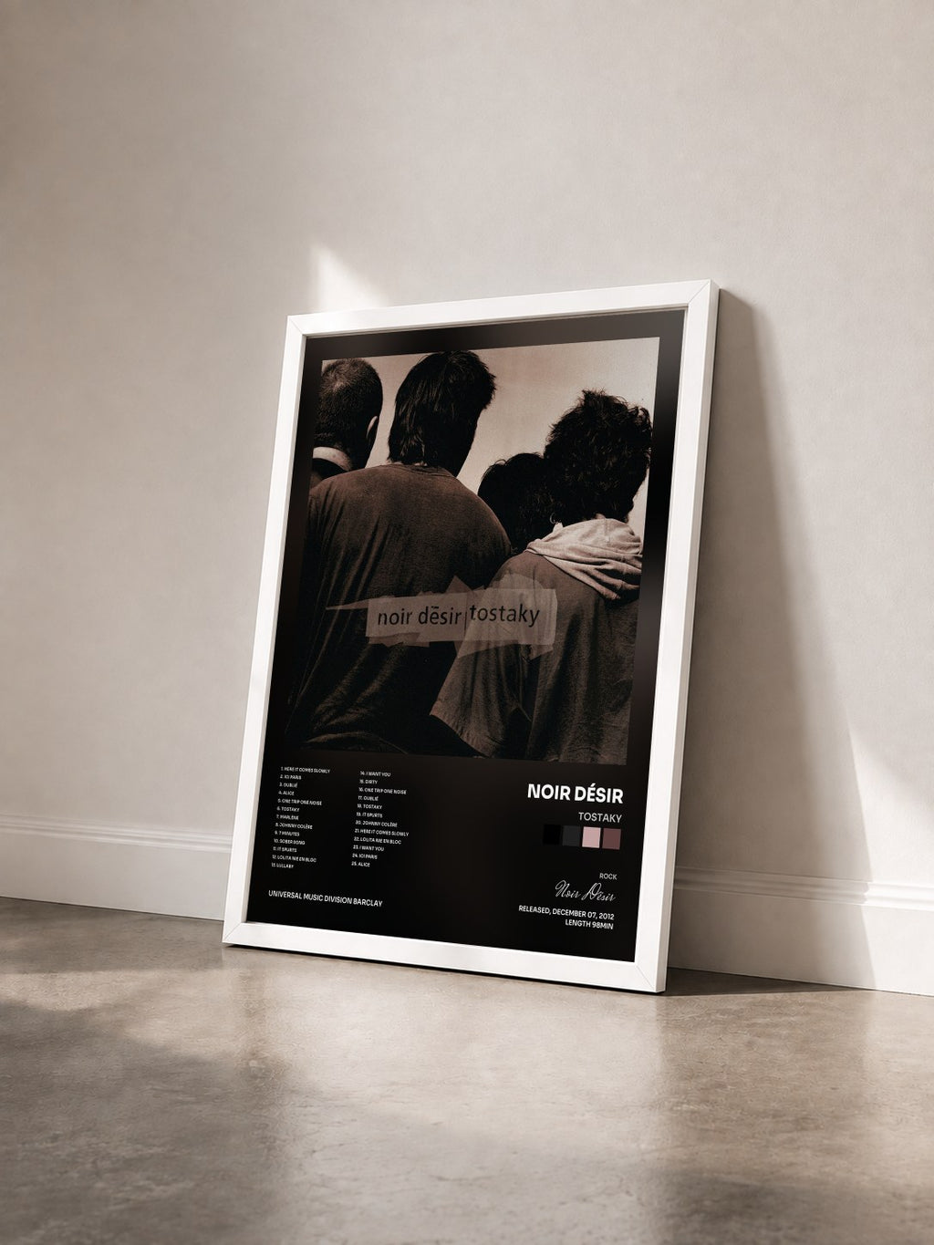 #blanc Tableau de l'album Tostaky de Noir Désir vu de trois quarts, cadre blanc