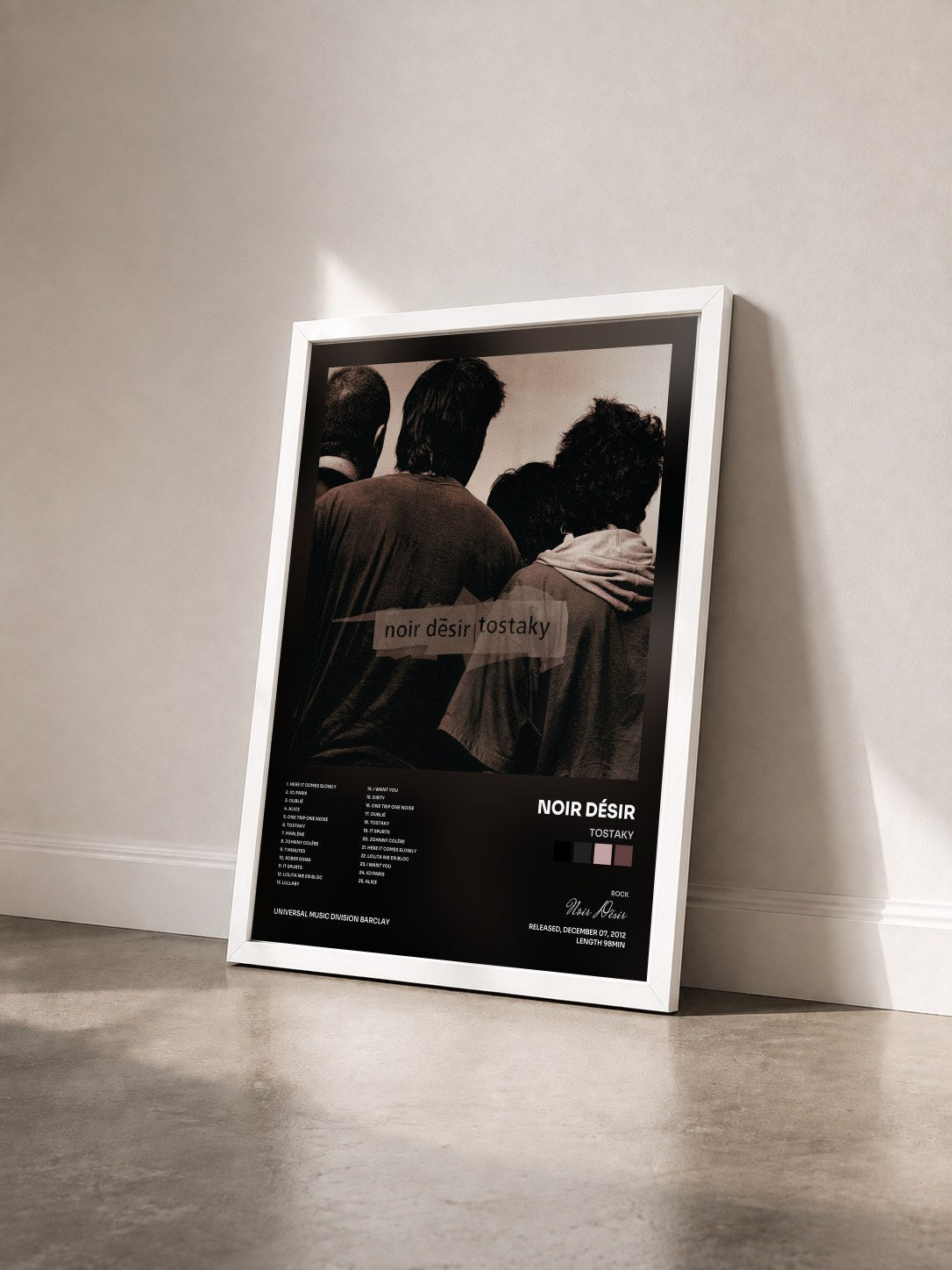 #blanc Tableau de l'album Tostaky de Noir Désir vu de trois quarts, cadre blanc
