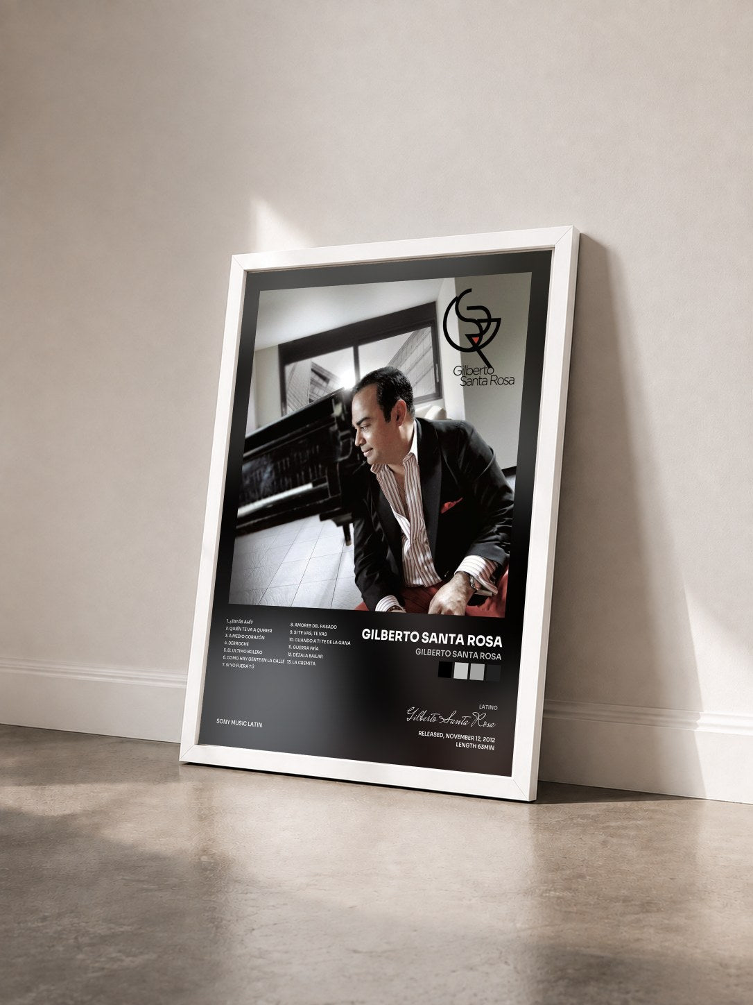 #blanc Tableau de l'album Gilberto Santa Rosa de Gilberto Santa Rosa vu de trois quarts, cadre blanc