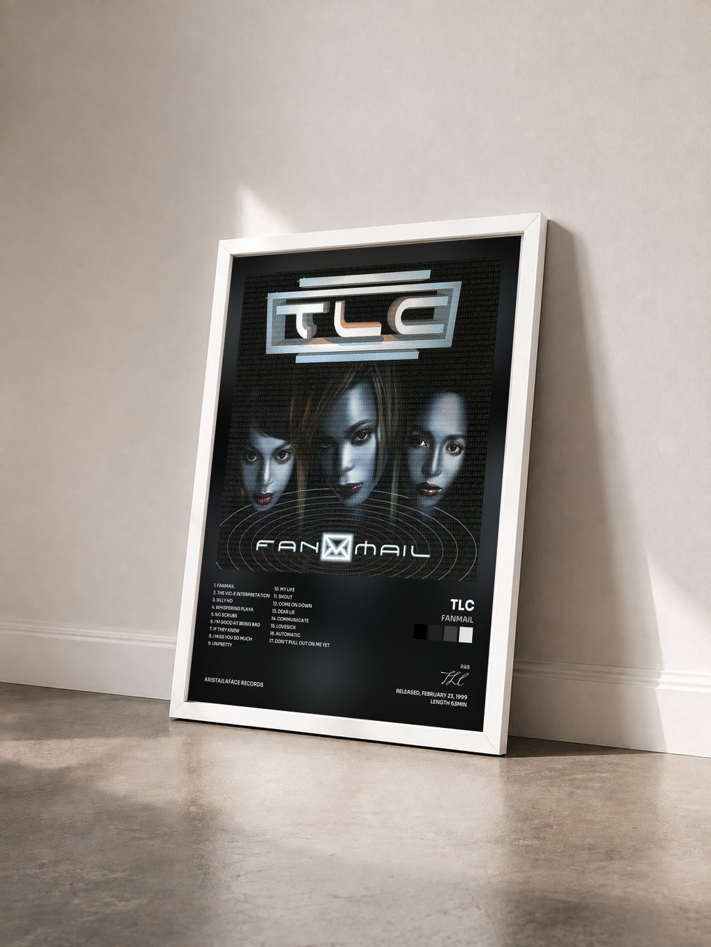 #blanc Tableau de l'album Fanmail de TLC vu de trois quarts, cadre blanc