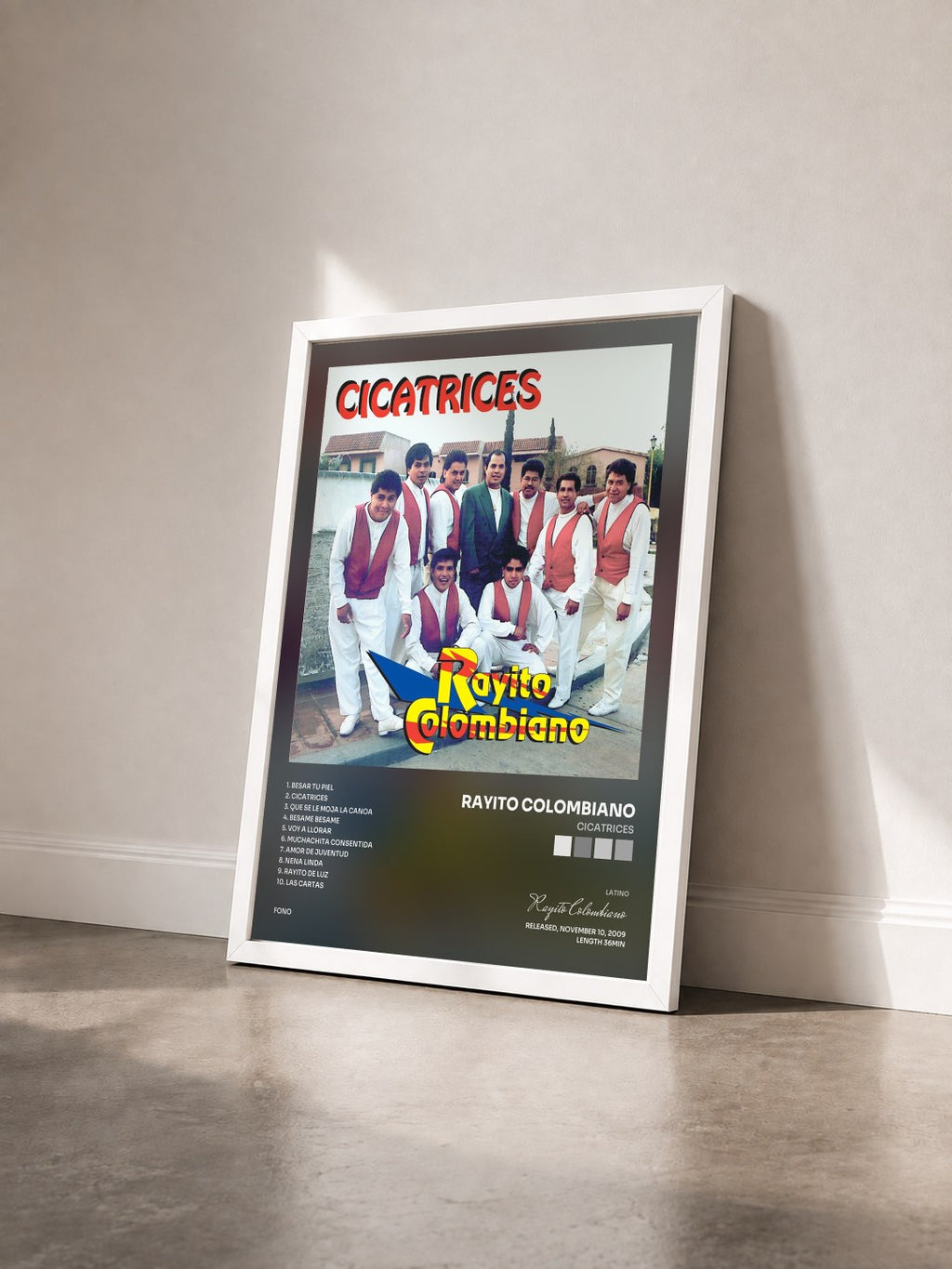 #blanc Cicatrices by Rayito Colombiano as a framed art print seen at an angle, white frame