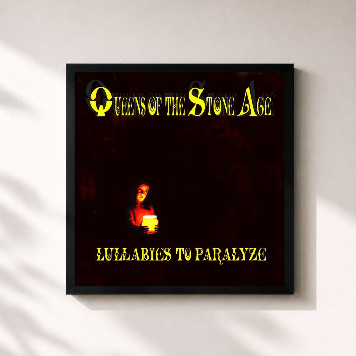 #noir Lullabies To Paralyze by Queens of the Stone Age as a square framed art print, black 32x32 cm frame
