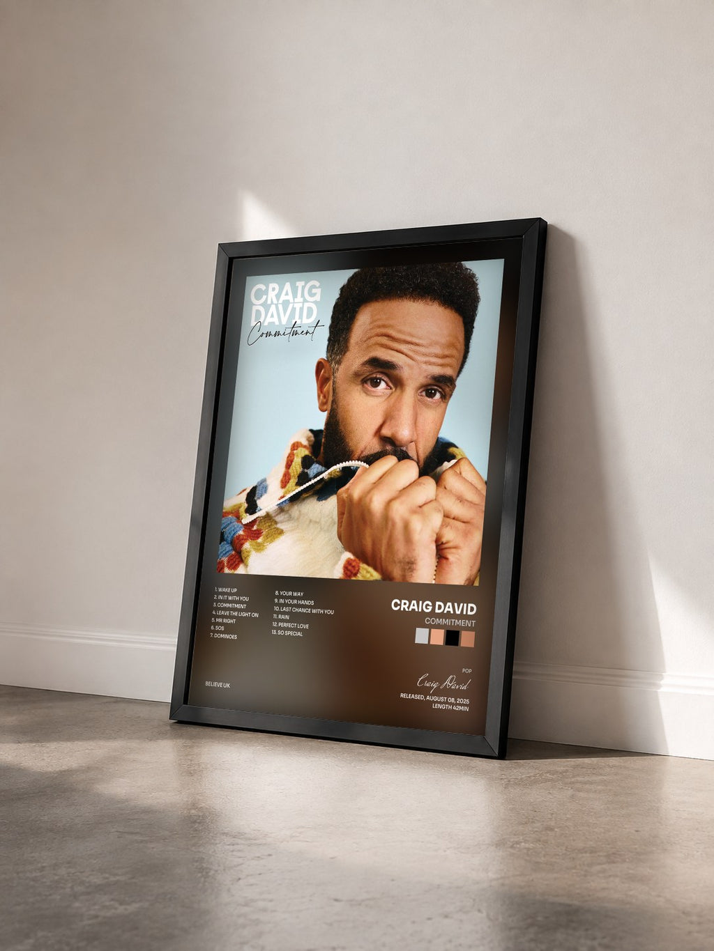#noir Commitment di Craig David in stampa incorniciata vista di tre quarti, cornice nera