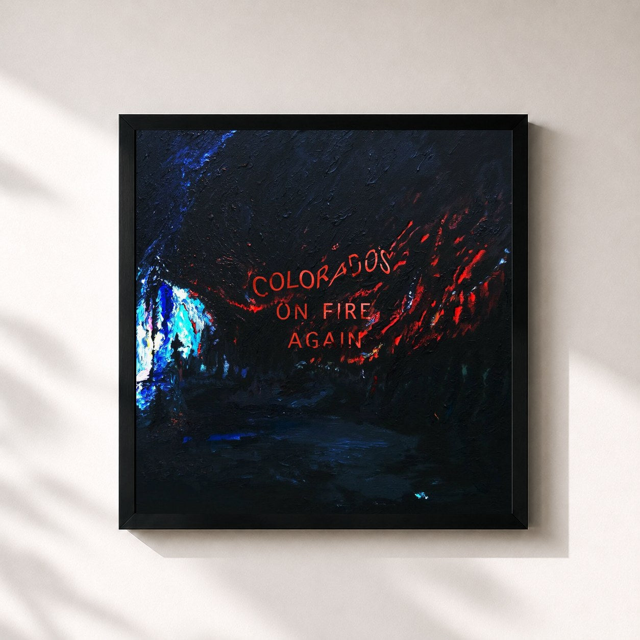 #noir Tableau carré de l'album Colorado's On Fire Again de Richy Mitch & The Coal Miners, cadre noir 32x32 cm