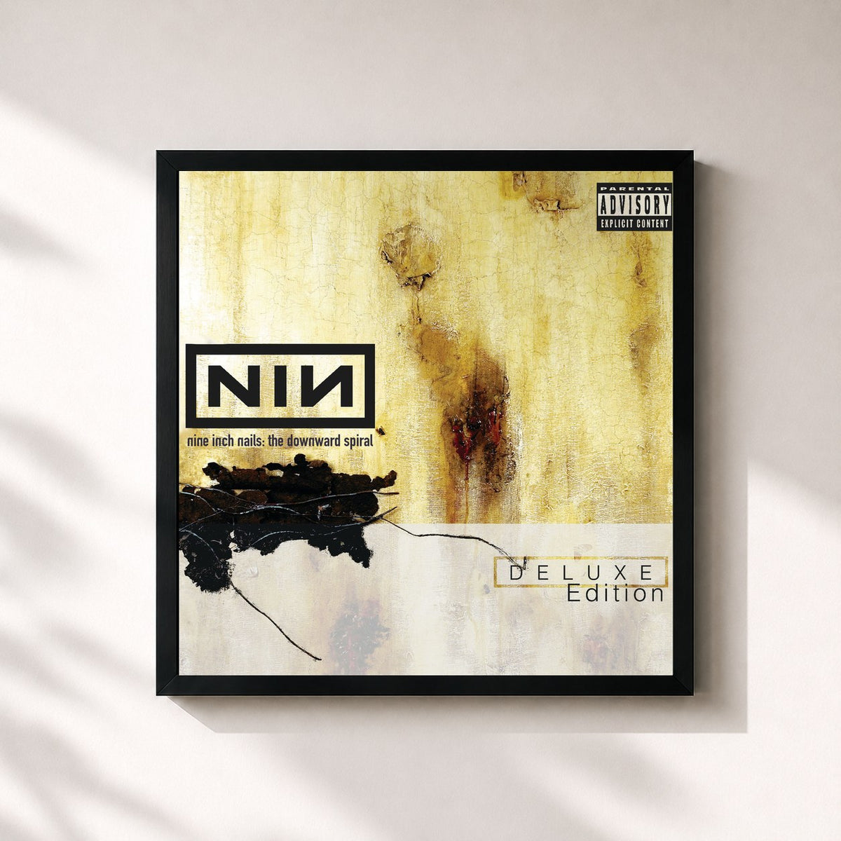 #noir Tableau carré de l'album The Downward Spiral (Deluxe Edition) de Nine Inch Nails, cadre noir 32x32 cm
