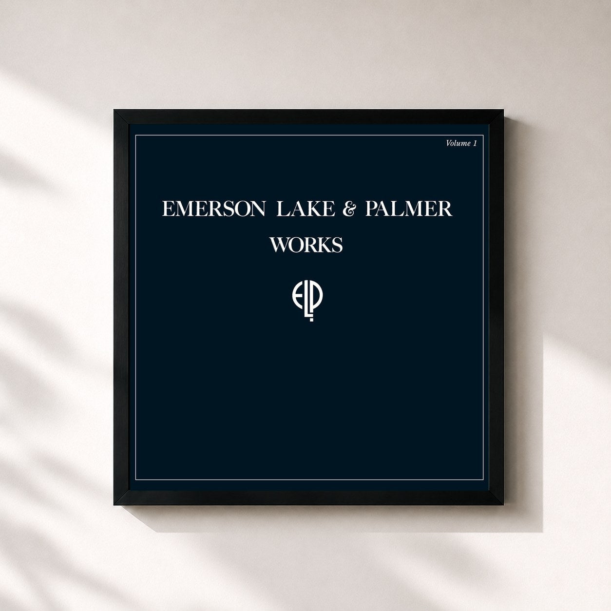 #noir Tableau carré de l'album Works (Vol. 1) de Emerson, Lake & Palmer, cadre noir 32x32 cm