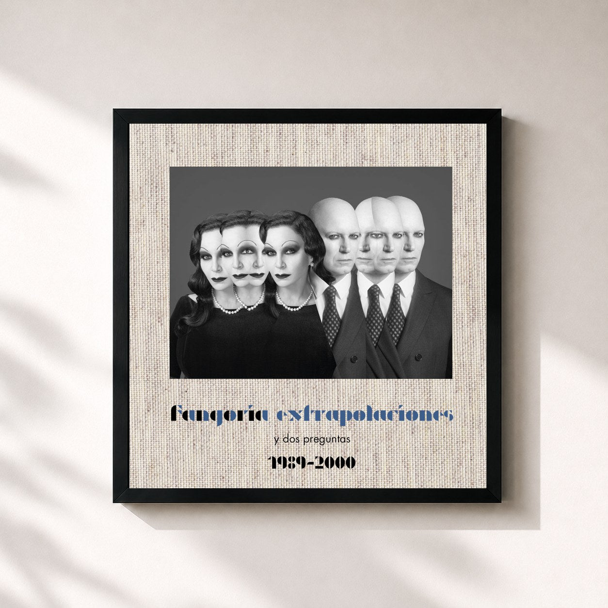 #noir Tableau carré de l'album Extrapolaciones y dos preguntas 1989-2000 de Fangoria, cadre noir 32x32 cm