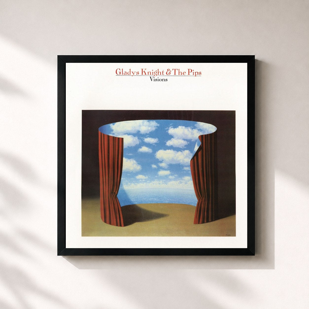 #noir Tableau carré de l'album Visions (Expanded Edition) de Gladys Knight & The Pips, cadre noir 32x32 cm