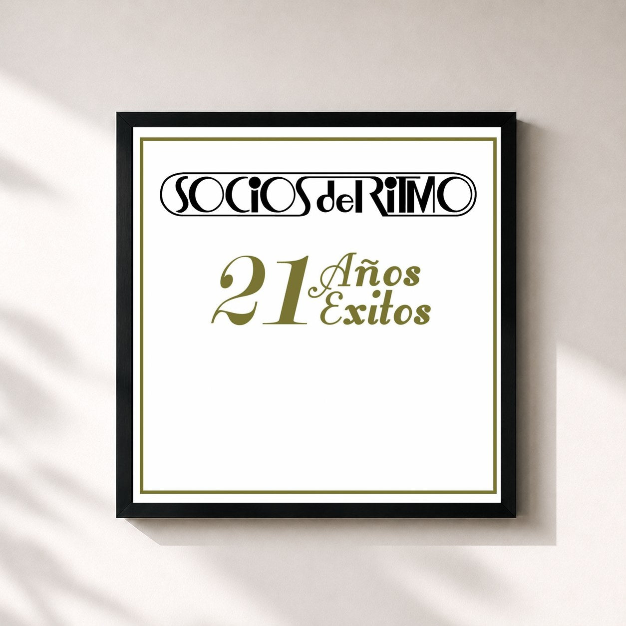 #noir Tableau carré de l'album 21 Años 21 Éxitos de Los Socios Del Ritmo, cadre noir 32x32 cm