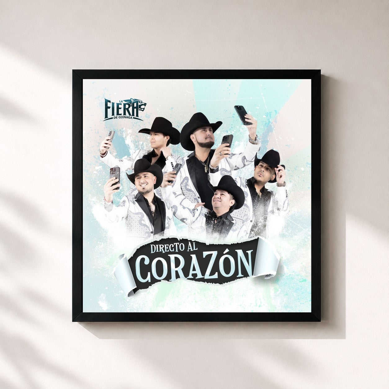 #noir Tableau carré de l'album Directo Al Corazón de La Fiera De Ojinaga, cadre noir 32x32 cm