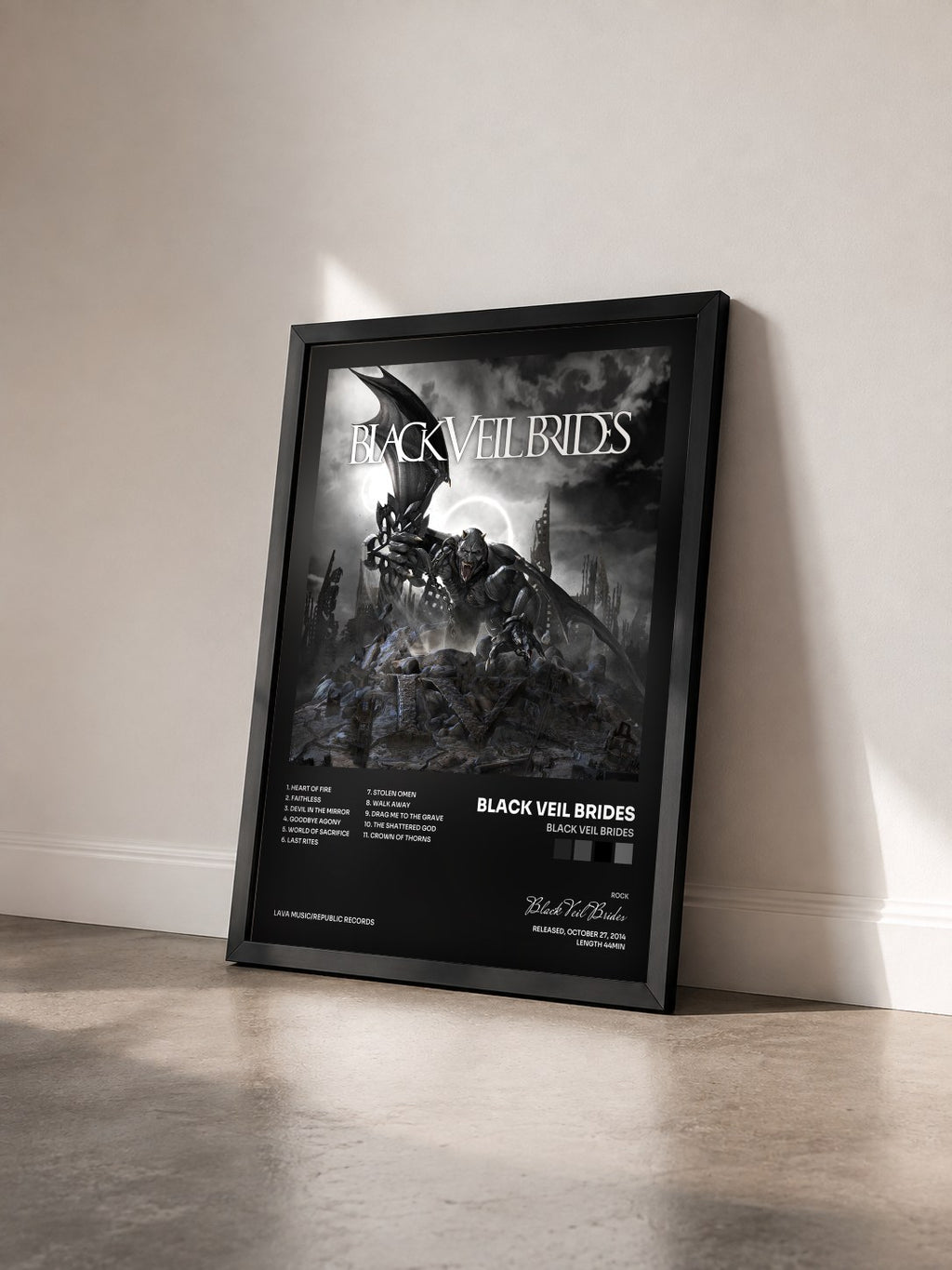 #noir Black Veil Brides di Black Veil Brides in stampa incorniciata vista di tre quarti, cornice nera