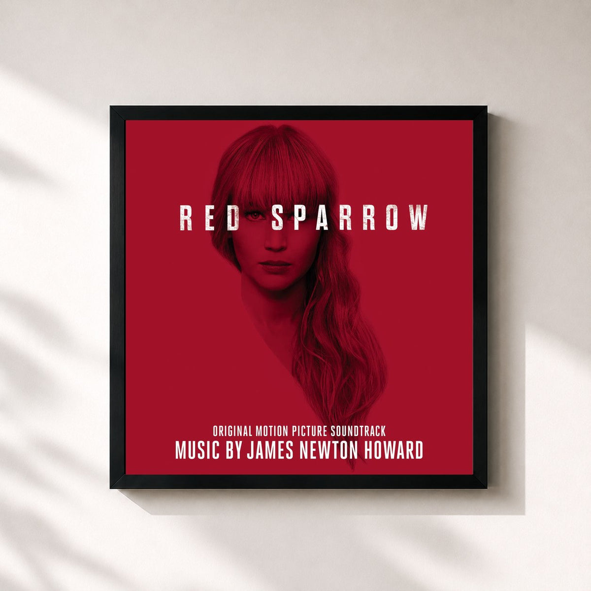 #noir Red Sparrow (Original Motion Picture Soundtrack) by James Newton Howard as a square framed art print, black 32x32 cm frame
