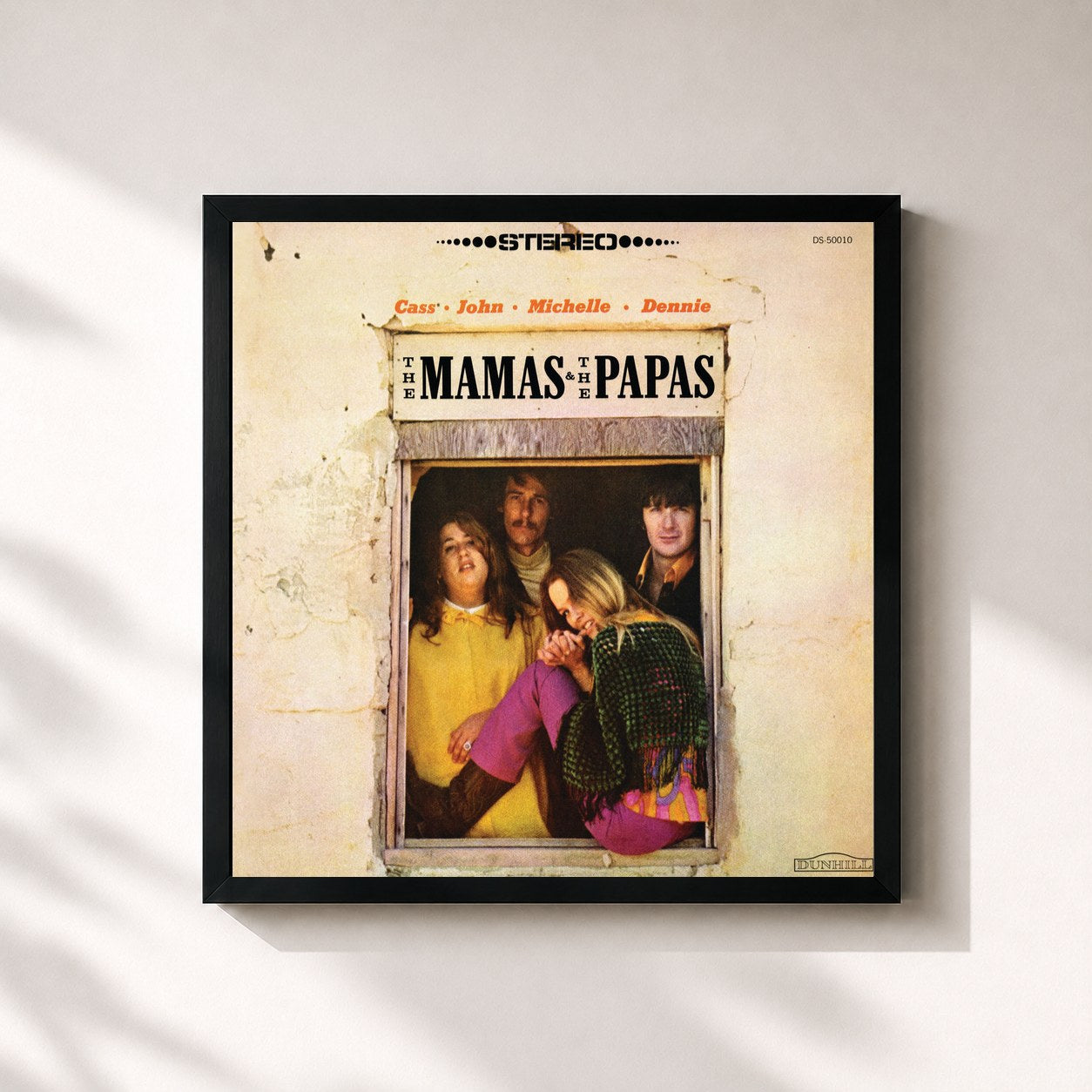 #noir Tableau carré de l'album The Mamas & The Papas de The Mamas & The Papas, cadre noir 32x32 cm