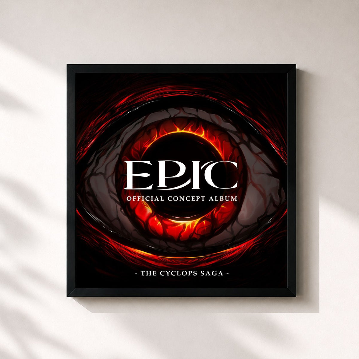 #noir EPIC: The Cyclops Saga (Official Concept Album) de Jorge Rivera-Herrans en lámina cuadrada enmarcada, marco negro de 32x32 cm