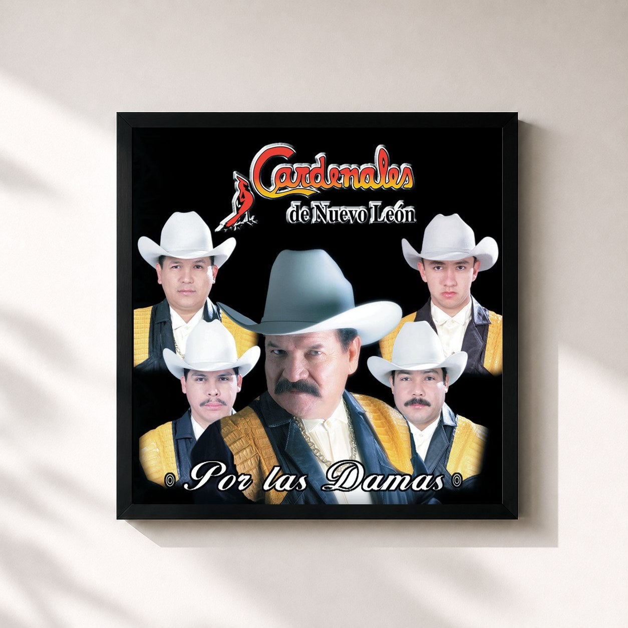#noir Tableau carré de l'album Por Las Damas de Cardenales De Nuevo León, cadre noir 32x32 cm