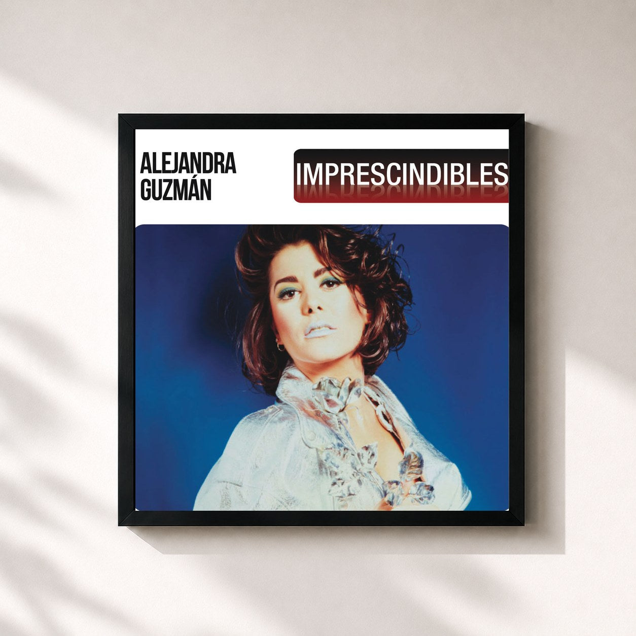 #noir Tableau carré de l'album Imprescindibles de Alejandra Guzmán, cadre noir 32x32 cm