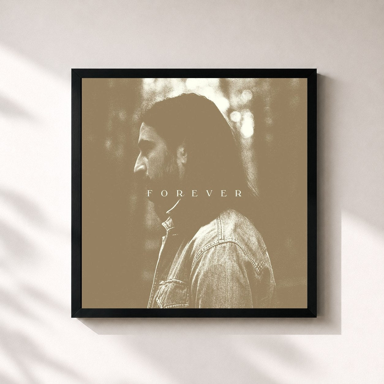 #noir Tableau carré de l'album Stick Season (Forever) de Noah Kahan, cadre noir 32x32 cm