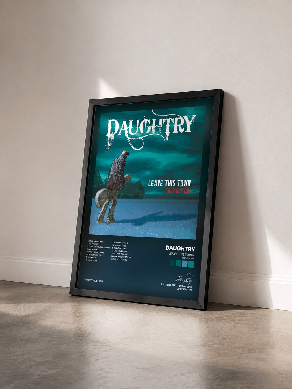 #noir Leave This Town (Tour Edition) di Daughtry in stampa incorniciata vista di tre quarti, cornice nera