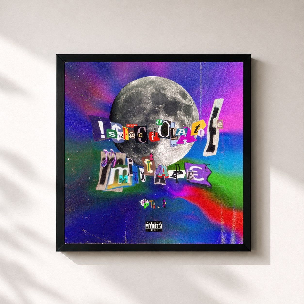 #noir Tableau carré de l'album sFaCioLaTe miXTaPe de Yungest Moonstar, cadre noir 32x32 cm