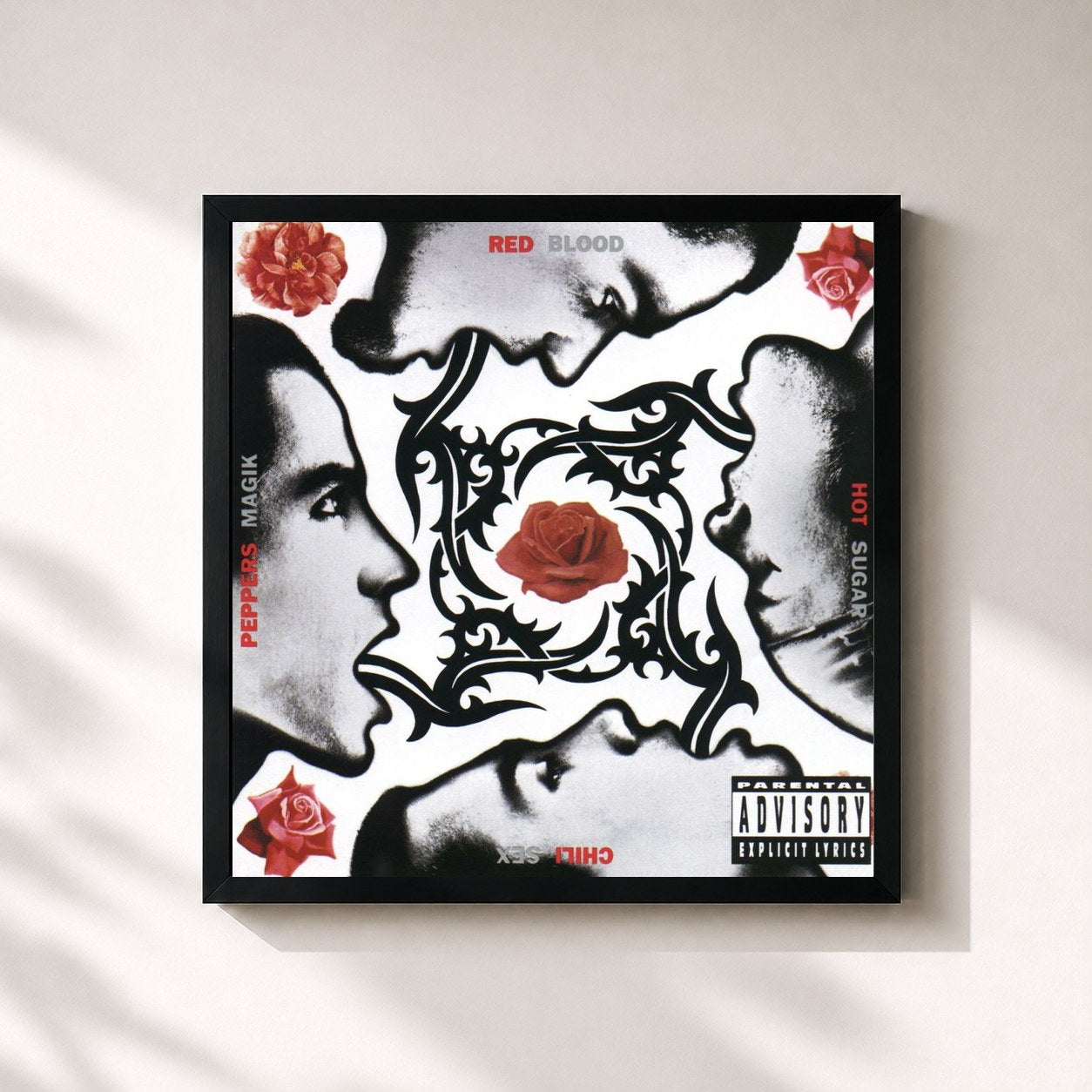 #noir Tableau carré de l'album Blood Sugar Sex Magik (Deluxe Edition) de Red Hot Chili Peppers, cadre noir 32x32 cm