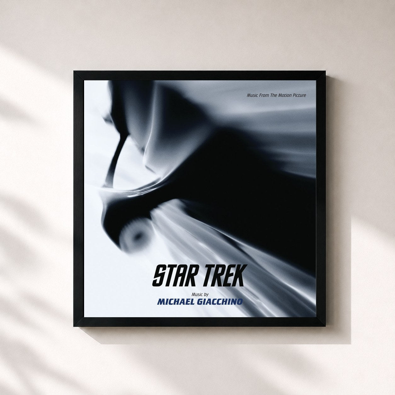 #noir Tableau carré de l'album Star Trek (Music From The Motion Picture) de Michael Giacchino, cadre noir 32x32 cm