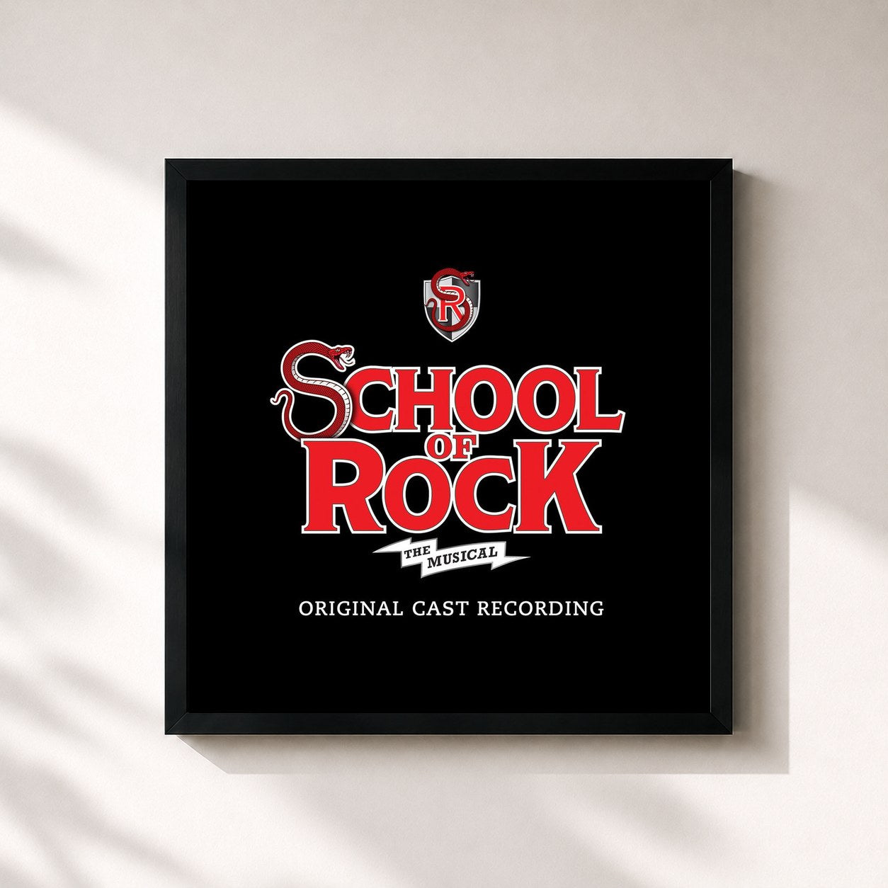 #noir Tableau carré de l'album School of Rock: The Musical (Original Cast Recording) de Andrew Lloyd Webber, cadre noir 32x32 cm