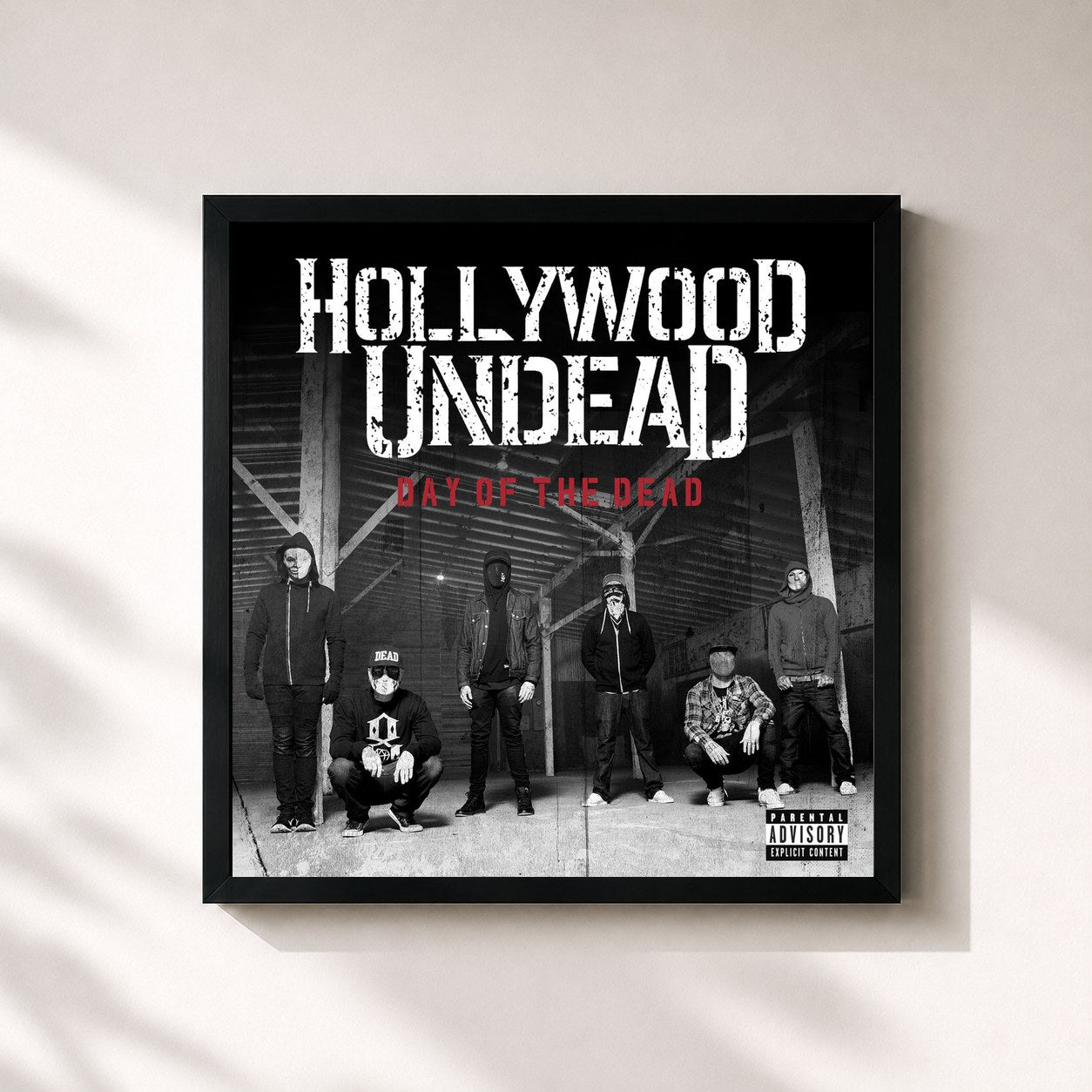 #noir Tableau carré de l'album Day Of The Dead de Hollywood Undead, cadre noir 32x32 cm
