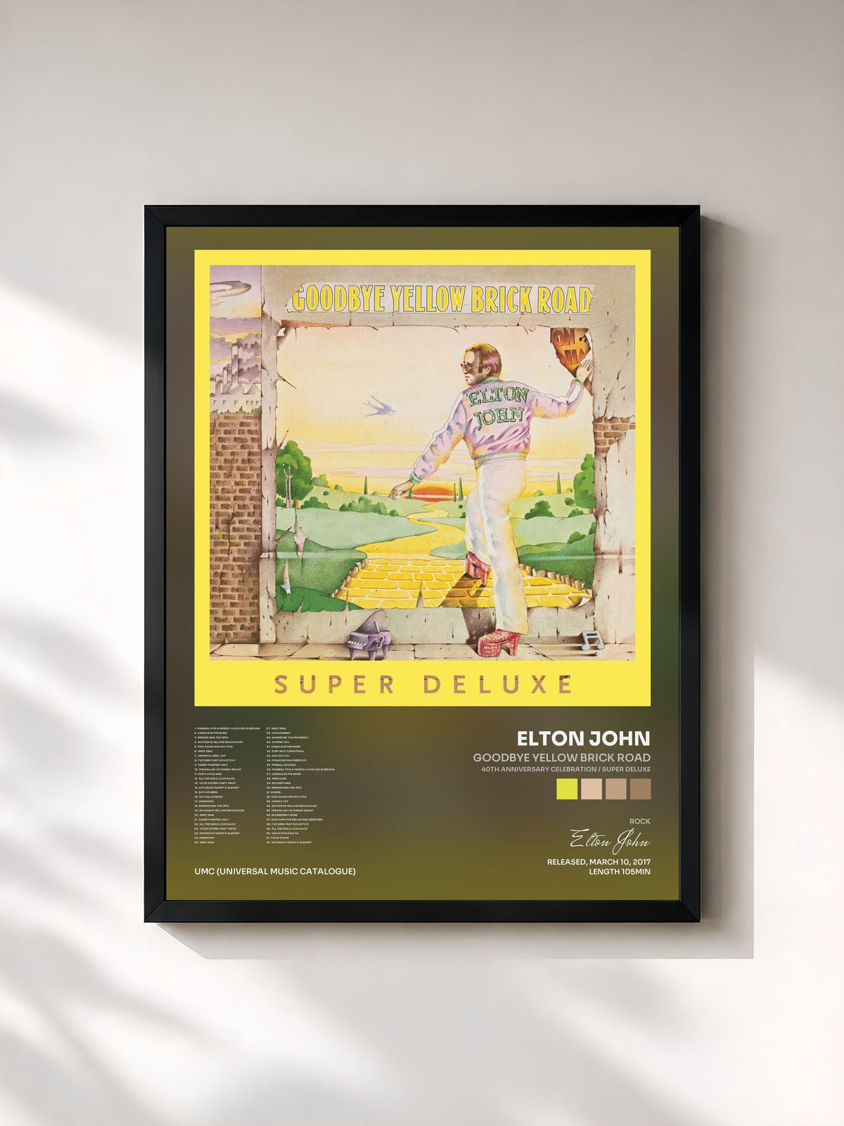 #noir Tableau de l'album Goodbye Yellow Brick Road (40th Anniversary Celebration / Super Deluxe) de Elton John, cadre noir, imprimé et encadré en France