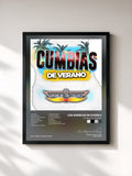#noir CUMBIAS DE VERANO di Los Angeles de Charly in stampa incorniciata, cornice nera, stampata e incorniciata in Francia