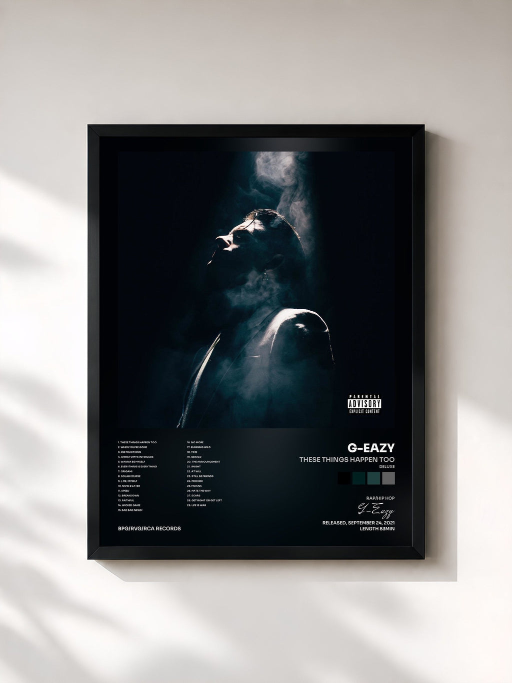 #noir These Things Happen Too (Deluxe) by G-Eazy as a framed art print, black frame, printed and framed in France