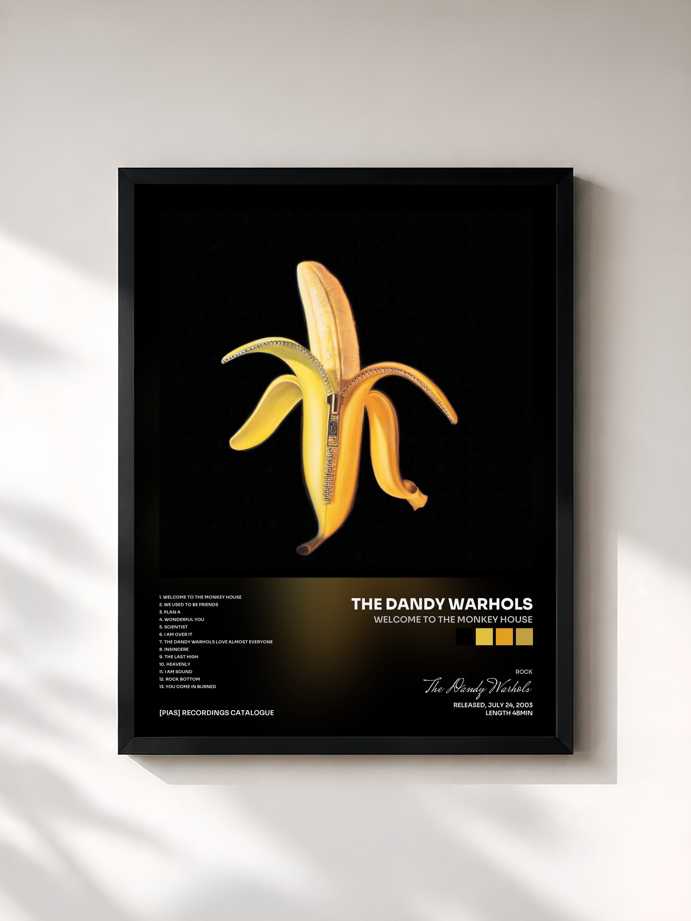 #noir Tableau de l'album Welcome To The Monkey House de The Dandy Warhols, cadre noir, imprimé et encadré en France
