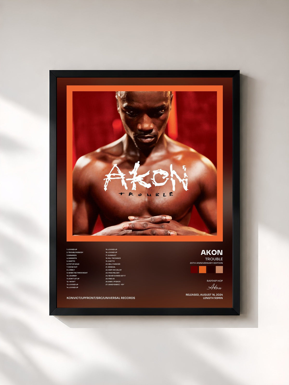#noir Trouble (20th Anniversary Edition) by Akon as a framed art print, black frame, printed and framed in France