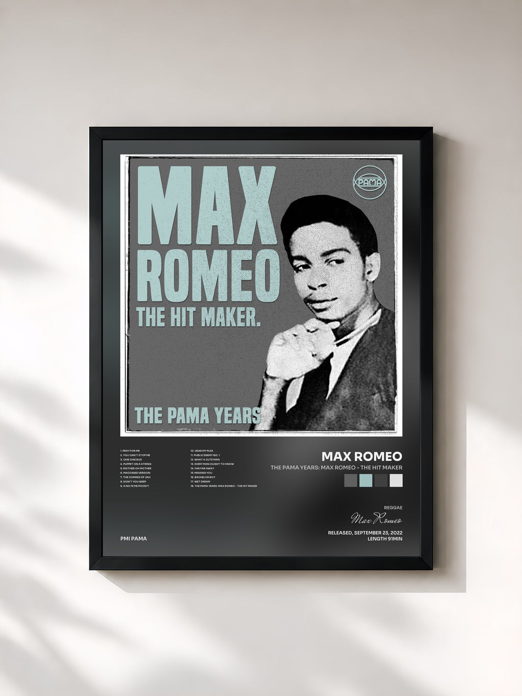 #noir Tableau de l'album The Pama Years: Max Romeo - The Hit Maker de Max Romeo, cadre noir, imprimé et encadré en France