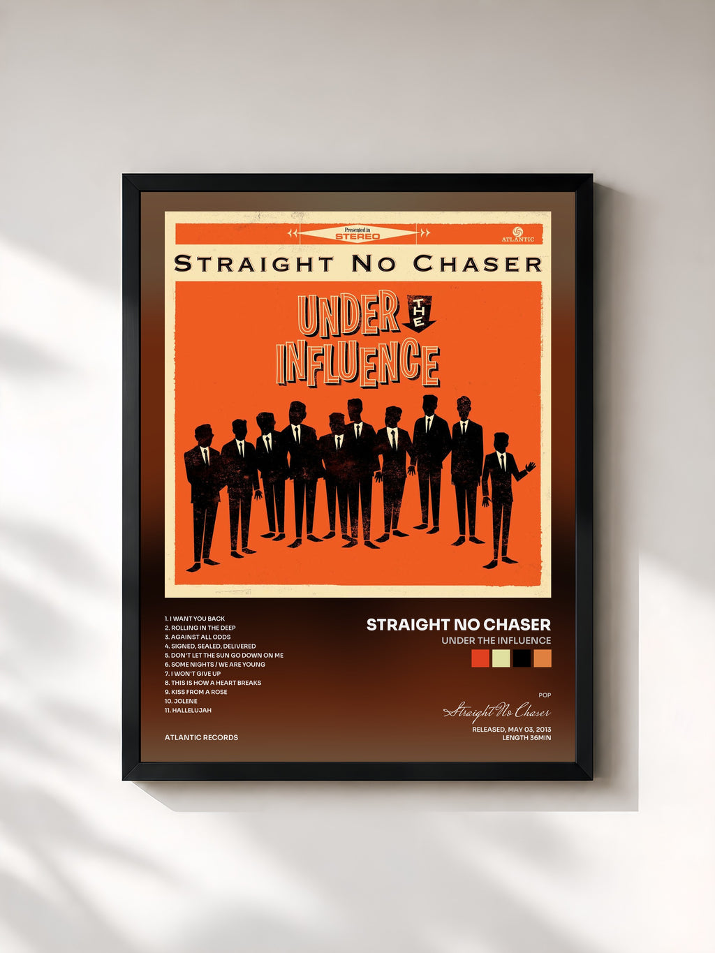 #noir Tableau de l'album Under the Influence de Straight No Chaser, cadre noir, imprimé et encadré en France