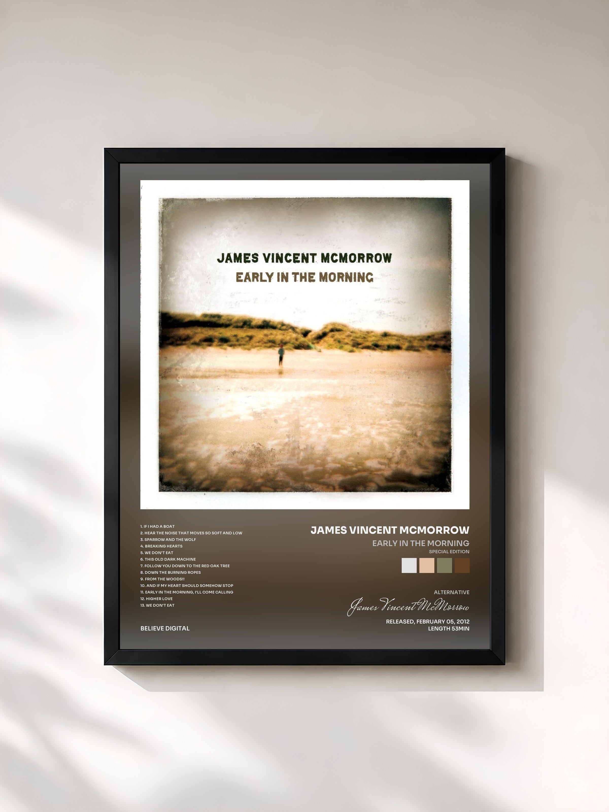 #noir Tableau de l'album Early in the Morning (Special Edition) de James Vincent McMorrow, cadre noir, imprimé et encadré en France
