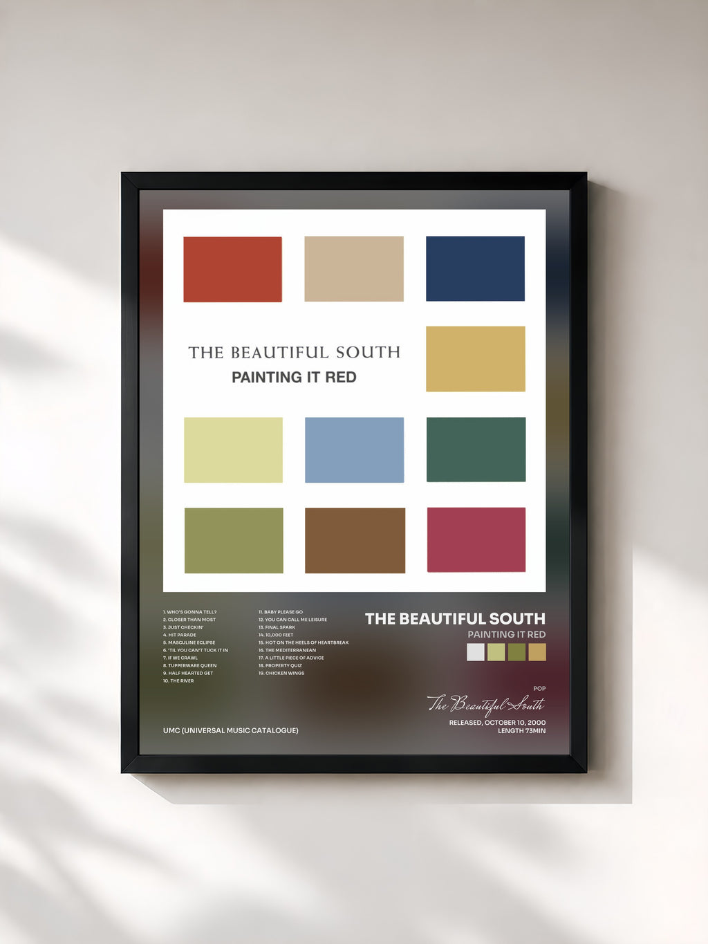 #noir Tableau de l'album Painting It Red de The Beautiful South, cadre noir, imprimé et encadré en France