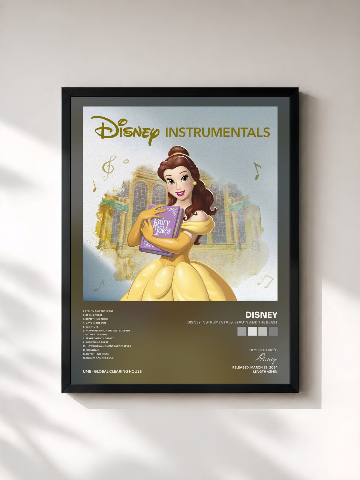 #noir Tableau de l'album Disney Instrumentals: Beauty and the Beast de Disney, cadre noir, imprimé et encadré en France