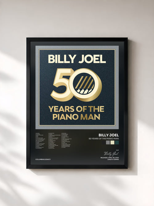 Billy Joel · 50 Years of the Piano Man — Lámina enmarcada