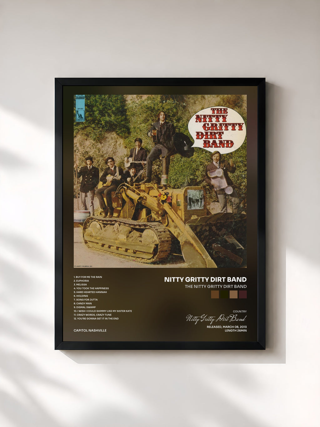 #noir Tableau de l'album The Nitty Gritty Dirt Band de Nitty Gritty Dirt Band, cadre noir, imprimé et encadré en France