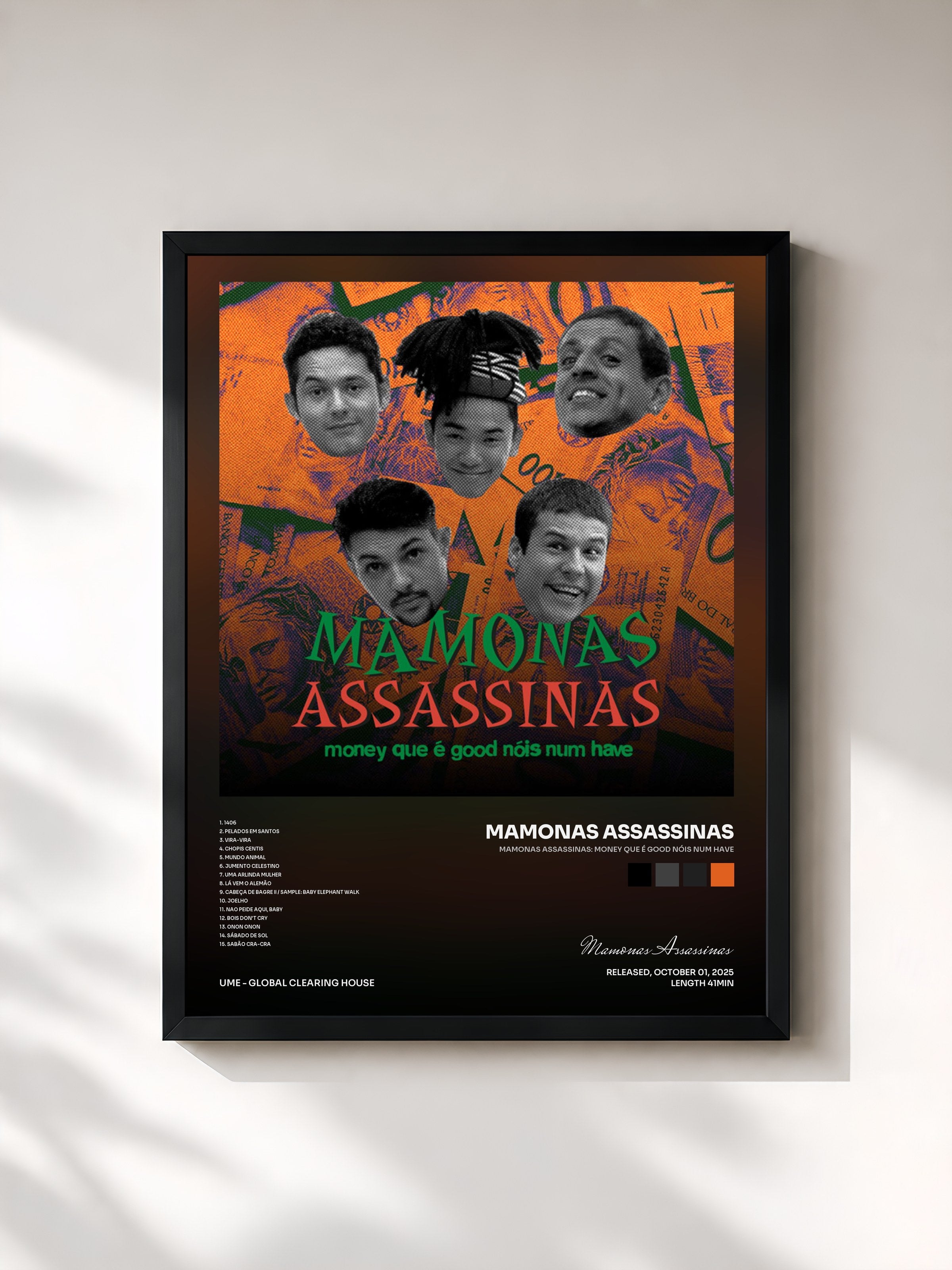 #noir Tableau de l'album Mamonas Assassinas: Money que é good nóis num have de Mamonas Assassinas, cadre noir, imprimé et encadré en France