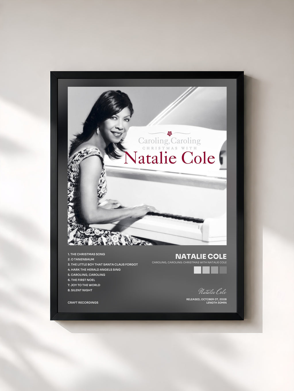 #noir Tableau de l'album Caroling, Caroling: Christmas With Natalie Cole de Natalie Cole, cadre noir, imprimé et encadré en France