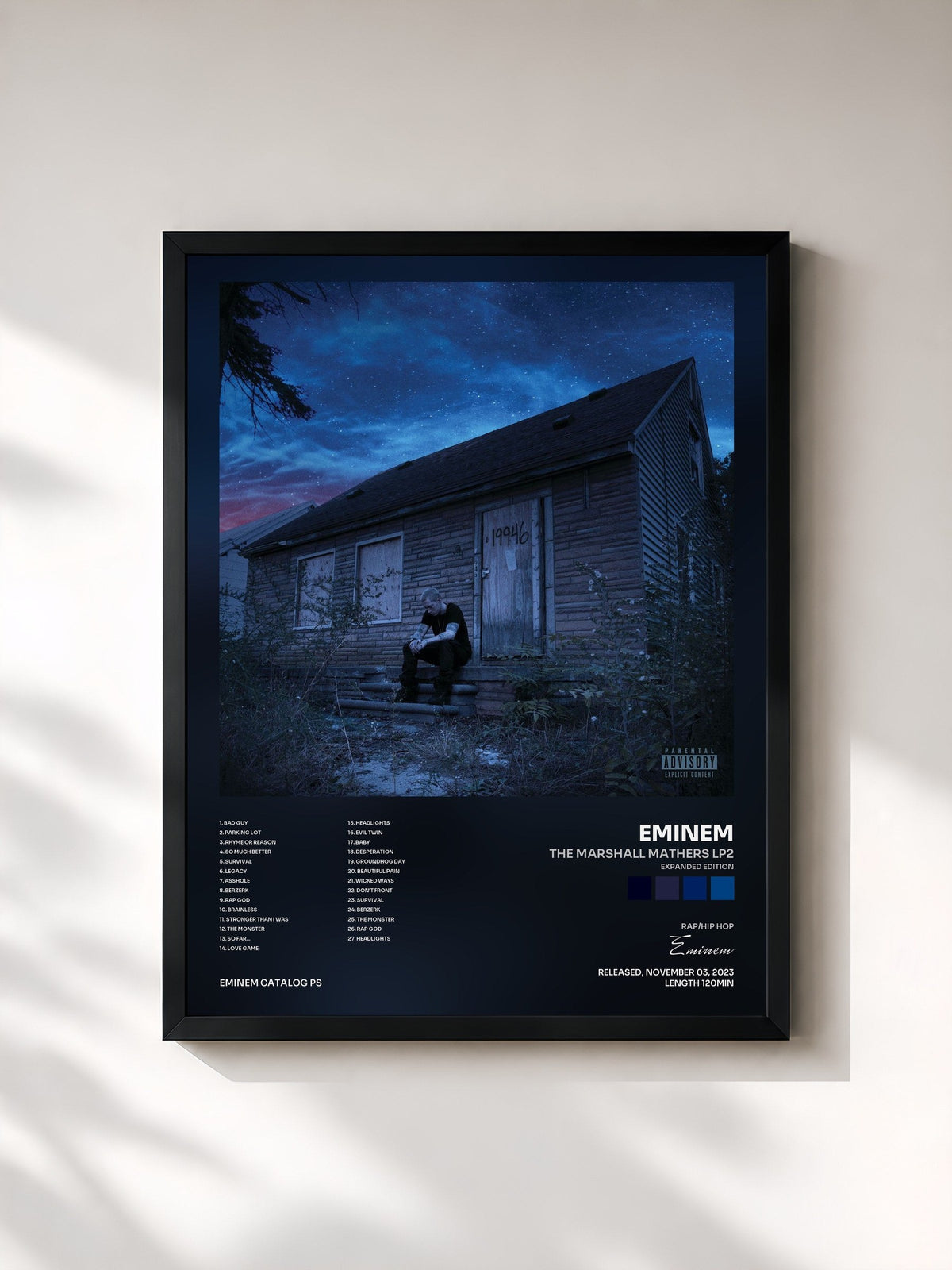 #noir Tableau de l'album The Marshall Mathers LP2 (Expanded Edition) de Eminem, cadre noir, imprimé et encadré en France